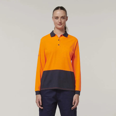 Hard Yakka Women's Long Sleeve Hi Vis Polo Shirt Y08603 - Allsorts Workwear