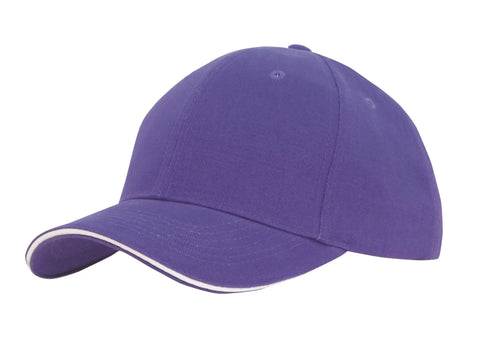 Headwear Brushed Heavy Cotton Cap With Sandwich Trim X12 - 4210 - Allsorts Workwear