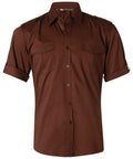 Benchmark Corporate Wear Mocha / S BENCHMARK Men's Short Sleeve Military Shirt M7911