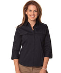Benchmark Corporate Wear Black / 6 BENCHMARK Women's 3/4 Sleeve Military Shirt M8913