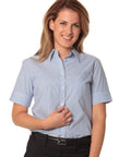 Benchmark Corporate Wear Blue/White / 6 BENCHMARK Women's Balance Stripe Short Sleeve Shirt  M8234