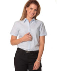 Benchmark Corporate Wear BENCHMARK Women's Fine Stripe Short Sleeve Shirt M8211