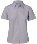 Benchmark Corporate Wear Silver Grey / 6 BENCHMARK Women's Fine Stripe Short Sleeve Shirt M8211