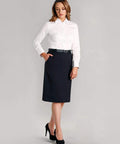 Benchmark Corporate Wear BENCHMARK Women's Poly/Viscose Stretch Twill Flexi Waist A-line Utility Lined Skirt M9478