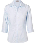 Benchmark Corporate Wear Pale Blue / 6 BENCHMARK Women's Self Stripe 3/4 Sleeve Shirt M8100Q