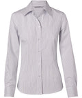Benchmark Corporate Wear White/Blue / 6 BENCHMARK Women's Ticking Stripe Long Sleeve Shirt M8200L