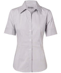 Benchmark Corporate Wear Grey/White / 6 BENCHMARK Women's Ticking Stripe Short Sleeve Shirt M8200S