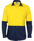 DNC Workwear Hospitality & Chefwear Yellow/Navy / XS DNC WORKWEAR Hi-Vis Cool Breeze Food Industry Long Sleeve Cotton Shirt 3942
