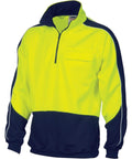 DNC Workwear Work Wear Yellow/Navy / XS DNC WORKWEAR Hi-Vis 2 Tone 1/2 Zip Hi-Neck Panel Fleecy Windcheater 3823