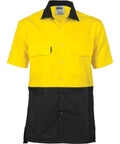 DNC Workwear Work Wear Yellow/Black / 5XL DNC WORKWEAR Hi-Vis 3 Way Cool-Breeze Short Sleeve Cotton Shirt 3937