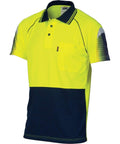 DNC Workwear Work Wear Yellow/Navy / XS DNC WORKWEAR Hi-Vis Cool-Breathe Sublimated Piping Short Sleeve Polo 3751