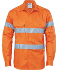 DNC Workwear Work Wear Orange / S DNC WORKWEAR Hi-Vis Cool-Breeze Cotton Long Sleeve Shirt with 3M 8910 Reflective Tape 3885