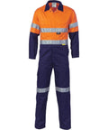 DNC Workwear Work Wear Orange/Navy / 77R DNC WORKWEAR Hi-Vis Cool-Breeze Two-Tone Lightweight Cotton Coverall with 3M Reflective Tape 3955