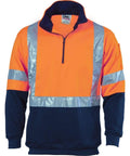 DNC Workwear Work Wear Orange/Navy / S DNC WORKWEAR Hi-Vis Cross Back D/N Two Tone 1/2 Zip Fleecy Sweatshirt 3929