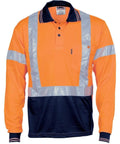 DNC Workwear Work Wear Orange / XS DNC WORKWEAR Hi-Vis D/N Cool Breathe Long Sleeve Polo Shirt with Cross Back Reflective Tape 3714