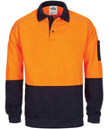 DNC Workwear Work Wear Orange/Navy / XS DNC WORKWEAR Hi-Vis Rugby Top Windcheater with Two Side Zipped Pockets 3727