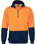DNC Workwear Work Wear Orange/Navy / XS DNC WORKWEAR Hi-Vis Two-Tone 1/2 Zip Reflective Piping Sweatshirt 3928