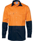 DNC Workwear Work Wear DNC WORKWEAR Hi-Vis Two Tone Cotton Drill Vented Long Sleeve Shirt 3981