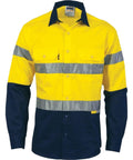 DNC Workwear Work Wear Yellow/Navy / 5XL DNC WORKWEAR Hi-Vis Two Tone Drill Long Sleeve Shirt with 3M 8910 Reflective Tape 3836