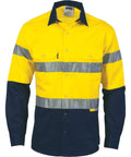 DNC Workwear Work Wear Yellow/Navy / XS DNC WORKWEAR Hi-Vis Two-Tone Drill Long Sleeve Shirts with 3M 8906 Reflective Tape 3736