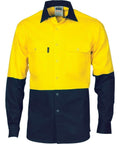 DNC Workwear Work Wear Yellow/Navy / 2XL DNC WORKWEAR Hi-Vis Two Tone Drill Shirt with Press Studs 3838