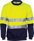 DNC Workwear Work Wear Yellow/Navy / 5XL DNC WORKWEAR Hi-Vis Two-Tone Fleecy Crew-Neck Sweatshirt (Sloppy Joe) with 3M R/Tape 3824