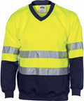 DNC Workwear Work Wear Yellow/Navy / XS DNC WORKWEAR Hi-Vis Two-Tone V-Neck Sweatshirt (Sloppy Joe) With Generic R/Tape 3921