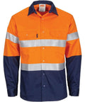 DNC Workwear Work Wear Orange/Navy / XS DNC WORKWEAR Patron Saint Flame Retardant Two-Tone Long Sleeve Cotton Shirt with 3M FR Tape 3409