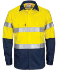 DNC Workwear Work Wear Yellow/Navy / XS DNC WORKWEAR Patron Saint Flame Retardant Two-Tone Long Sleeve Cotton Shirt with 3M FR Tape 3409