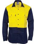 DNC Workwear Work Wear Yellow/Navy / S DNC WORKWEAR Patron Saint Flame Retardant Two-Tone Long Sleeve Drill Shirt 3406