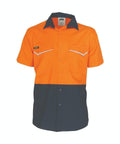 DNC Workwear Work Wear Orange/Navy / XS DNC WORKWEAR Two-Tone Ripstop Cotton Cool Short Sleeve Shirt 3585
