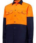 Hard Yakka Core Hi-Vis Cotton Drill Shirt Y04605 Work Wear Hard Yakka Orange/Navy (ONA) S 