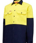 Hard Yakka Core Hi-Vis Cotton Drill Shirt Y04605 Work Wear Hard Yakka Yellow/Navy (YNA) S 