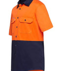 Hard Yakka Short Sleeve Hi Vis Shirt Y04620 Work Wear Hard Yakka Orange/Navy (ONA) S 