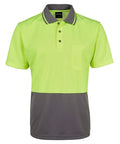 Jb's Wear Work Wear Lime/Charcoal / XS JB'S Adults’ and Kids’ Hi-Vis Non-Cuff Traditional Polo 6HVNC
