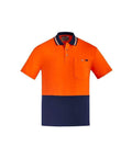 SYZMIK mens hi vis cotton s/s polo zh435 Work Wear Syzmik Orange/Navy XXS 