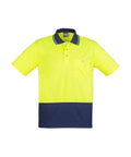 SYZMIK Unisex Hi Vis Basic Spliced Polo - Short Sleeve ZH231 Work Wear Syzmik Yellow/Navy XXS 