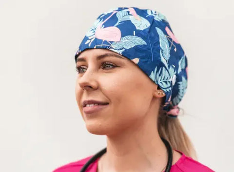 printed scrub caps