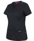 Jb's Ladies Premium Stretch Panel Scrub Top 4SUT1 Black - Simply Scrubs Australia