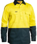 Bisley Workwear Closed Front Hi Vis Long Sleeve Cotton Drill Shirt BSC6267