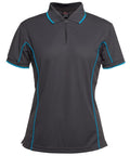 JB'S Wear Women’s Piping Work Polo 7LPI Casual Wear Jb's Wear Charcoal/Aqua 8 