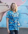 Softies Women's Butterfly Park Slim Fit Fun Scrub Top BPOT01  Simply Scrubs Australia