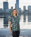 Softies Women's Dino Party Slim Fit Fun Scrub Top DPOT01  Simply Scrubs Australia