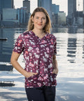 Softies Women's Purple Dog Slim Fit Fun Scrub Top PDOT01  Simply Scrubs Australia