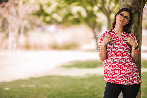 Unisex Christmas Medical Scrubs Top Printed SS01 - Simply Scrubs Australia