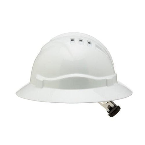 Pro Choice Hard Hat V6- Vented Full Brim, 6 Point Harness Ratchet Harness - HHV6FB PPE Pro Choice WHITE  