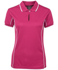 JB'S Wear Women’s Piping Work Polo 7LPI Casual Wear Jb's Wear Hot Pink/White 8 