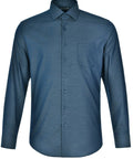 Mens Dot Jacquard Stretch Long Sleeve Ascot Shirt M7400L Casual Wear Winning Spirit Ocean Blue XS 
