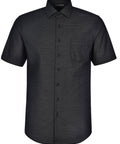 Mens Dot Jacquard Stretch Short Sleeve Ascot Shirt M7400S Casual Wear Winning Spirit Black XS 