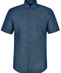 Mens Dot Jacquard Stretch Short Sleeve Ascot Shirt M7400S Casual Wear Winning Spirit Ocean Blue XS 